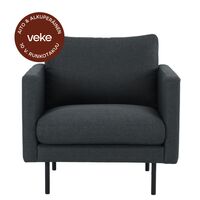 Scandic Copenhagen nojatuoli tummanharmaa Malmo 96, mustat jalat